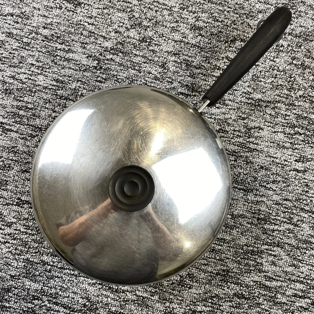 Vintage Revere Ware 1801 8 Inch Skillet Lid Copper Clad Double Ring USA Pre 1968